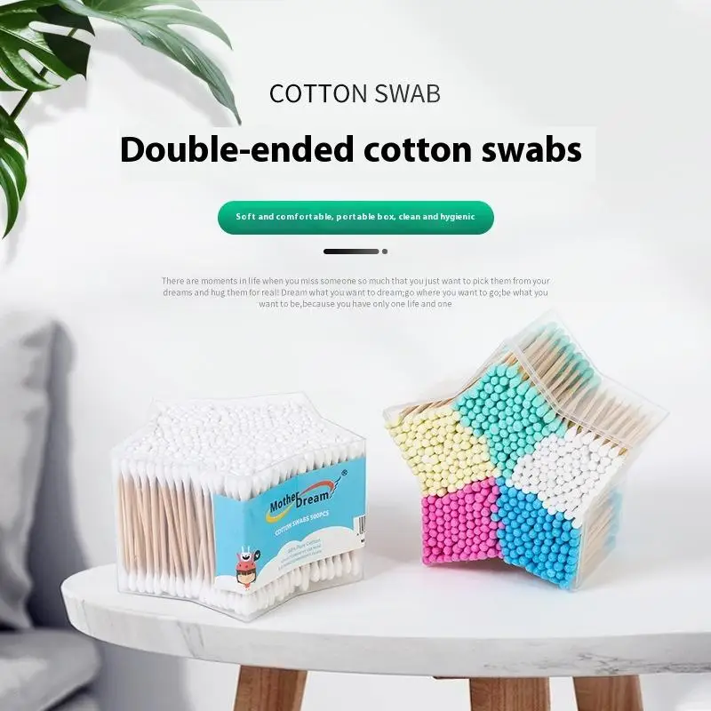 

500Pcs/Box Color Double-headed Cotton Swab Clean Sanitary Swab For Makeup Remover Ears Cotton Swabs Cosmetic Tool