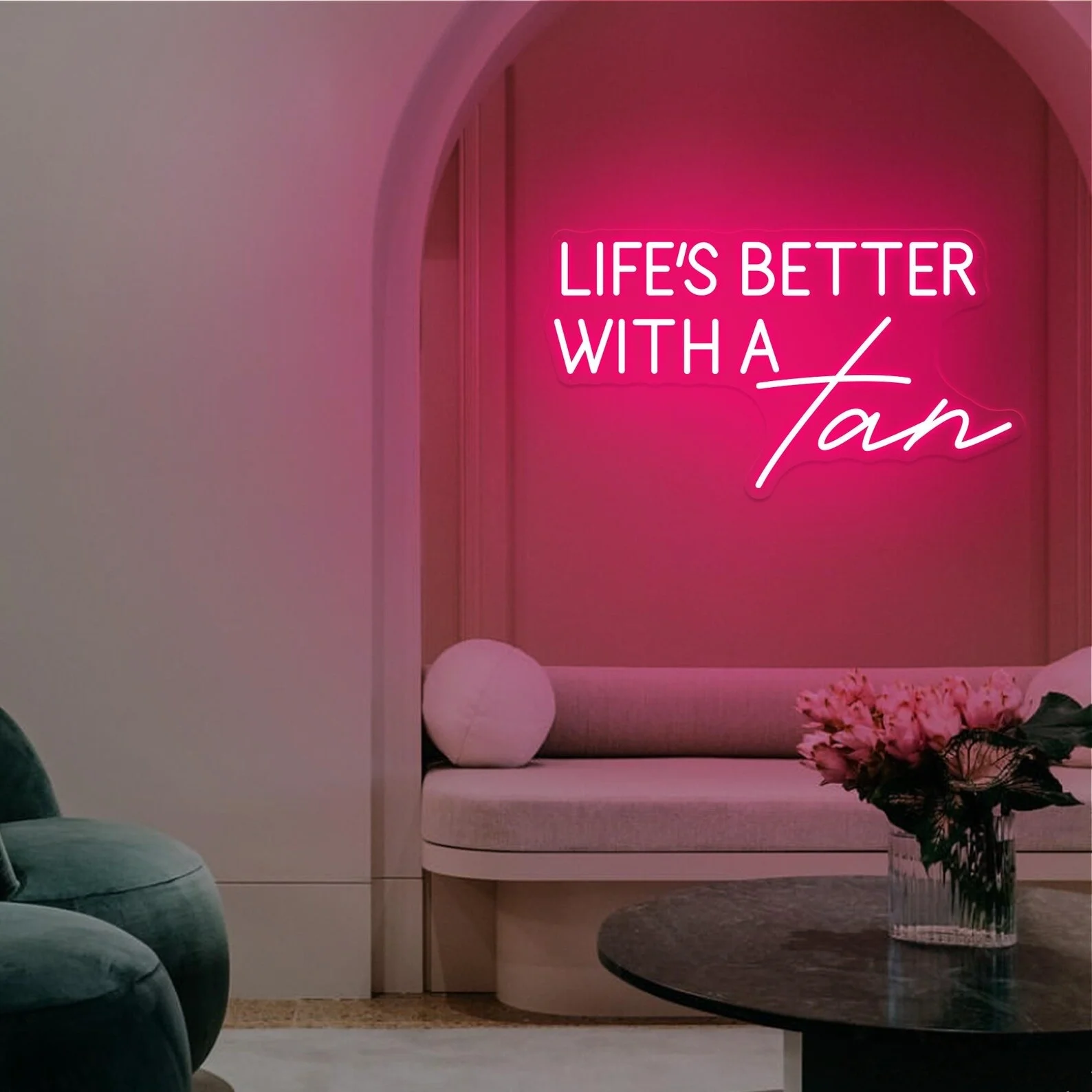 Life Is Better With A Tan Neon Sign, Custom Tanning Salon Beauty Salon Decor LED Neon Light, Tan Studio Wall Sign Decor Gift