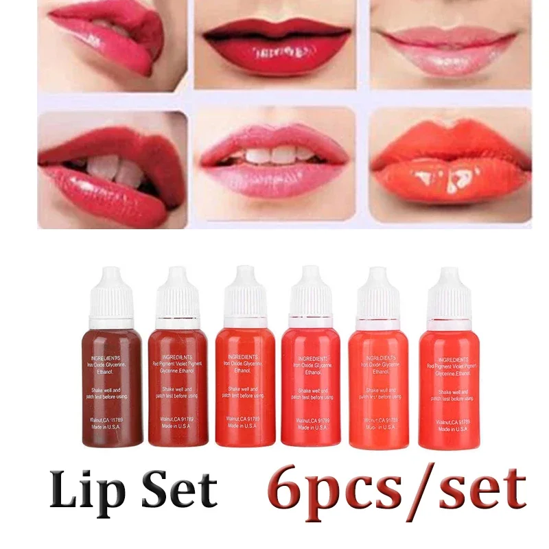 6pcs 15ml Natural Eyebrow Dye Plant Tattoo Ink Microblading Pigments Permanent Makeup Color for Tattoos Eyebrow Lips Body Art