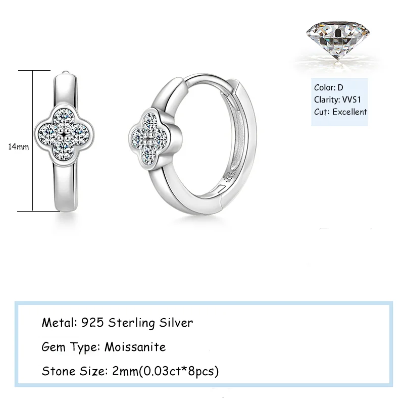 Ehhai GRA Certified 2mm Round Cut Moissanite Flower Hoop Earrings for Women S925 Sterling Silver Huggies Fine Jewelry Pendientes view 5