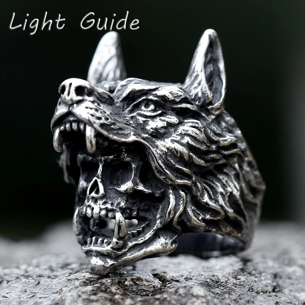 Gothic Exaggeration Demon Satan Antenna Shape Ring Jewelry for Women Men Biker Rock Metal Skull Ring Party Club Accessories