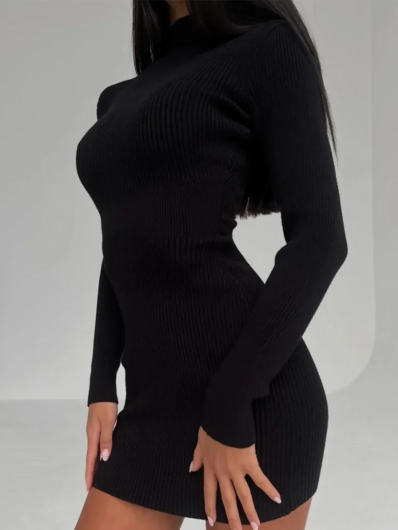 

Autumn Winter Women Knit Dress Elegant Solid Bodycon Long Sleeve Sweater Dress Spring Office Lady Sexy Dresses Y2k Korean Style