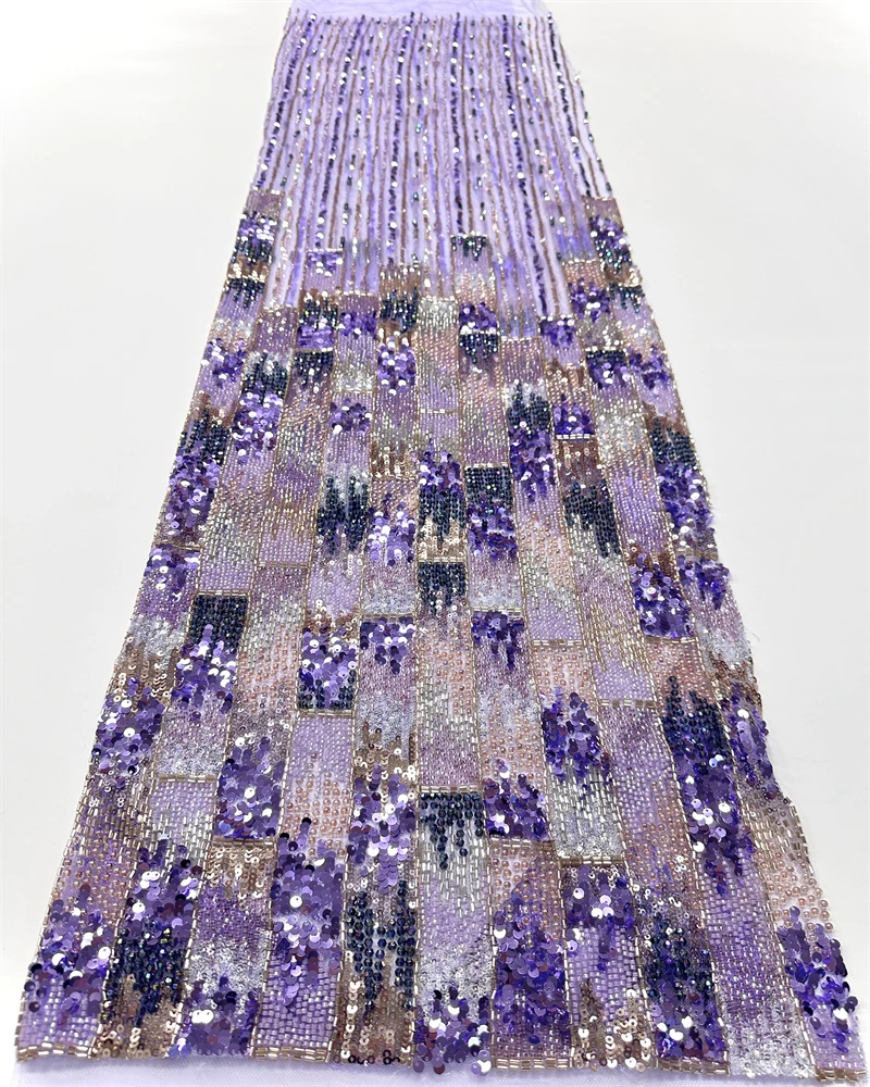 

African French Beaded Lace Fabric with 2025 Sequins High-Quality Embroidery for Party Dresses And Sewing Nigeria Lace