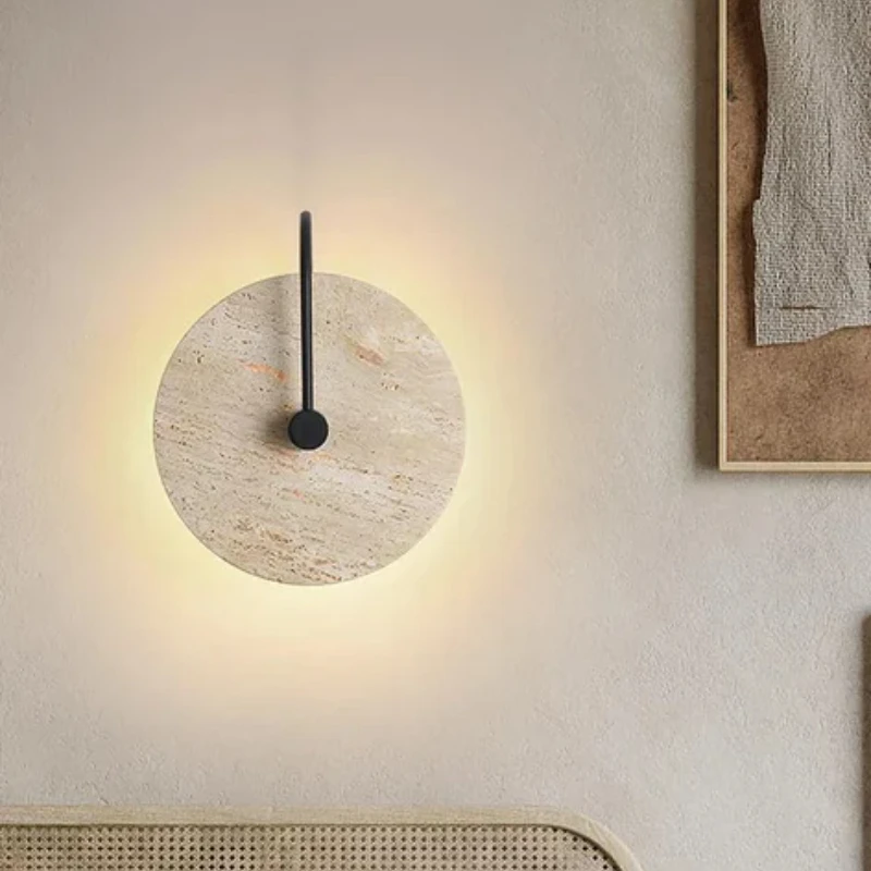 

Fashion Round Stone Discs Pointer marble designer light wall lamp Light Emitting Diode Bedside Lamps lustre luminaire