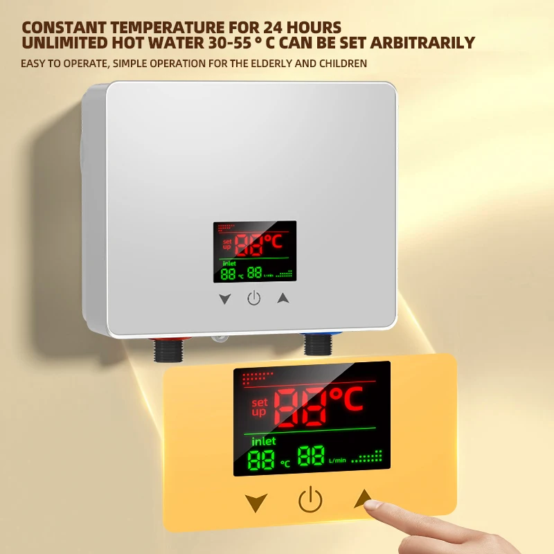 110V 220V 인스턴트 온수기 욕실 주방 벽 마운트 전기 온수기 LCD 온도 디스플레이 원격 제어