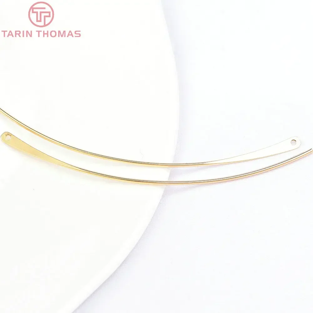 (6416) 20PCS 73.5MM 24K Gold Color Brass Curved Long Stick Earring Pendants Connector High Quality Jewelry Findings Accessories