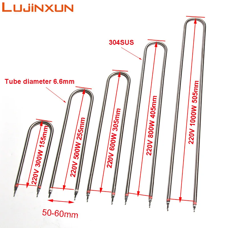 LUJINXUN 220 فولت فرن كهربائي مستقيم عنصر التدفئة أنبوبي 8 مللي متر الهواء قطع الغيار المقاومة مرنة سخان 300 واط 400 واط 500 واط 1 قطعة
