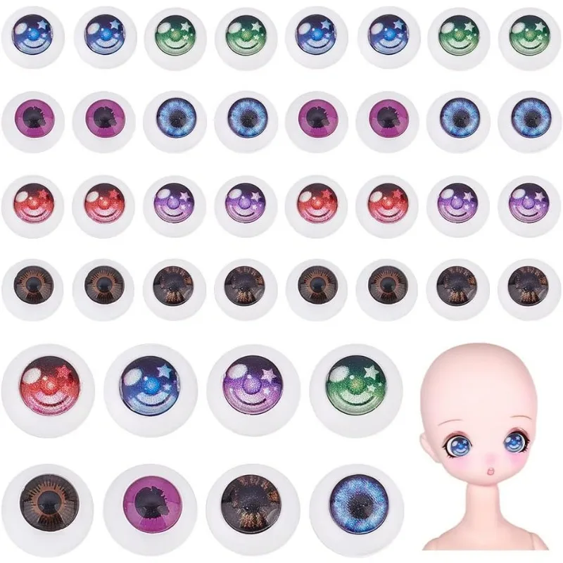 80pcs Eyeballs 10mm Acrylic Craft Eyes 8 Colors Realistic Human Eyes Hollow Eyeballs Bear Eyes for Halloween Party Amigurumi