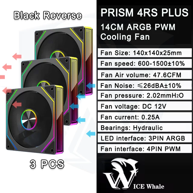 ICE Whale Prism 4RS Plus ARGB PC Case Fan 14cm Infinity Mirror Design Motherboard Light Sync 4PIN PWM CPU Cooler Fan Ventilador image 3