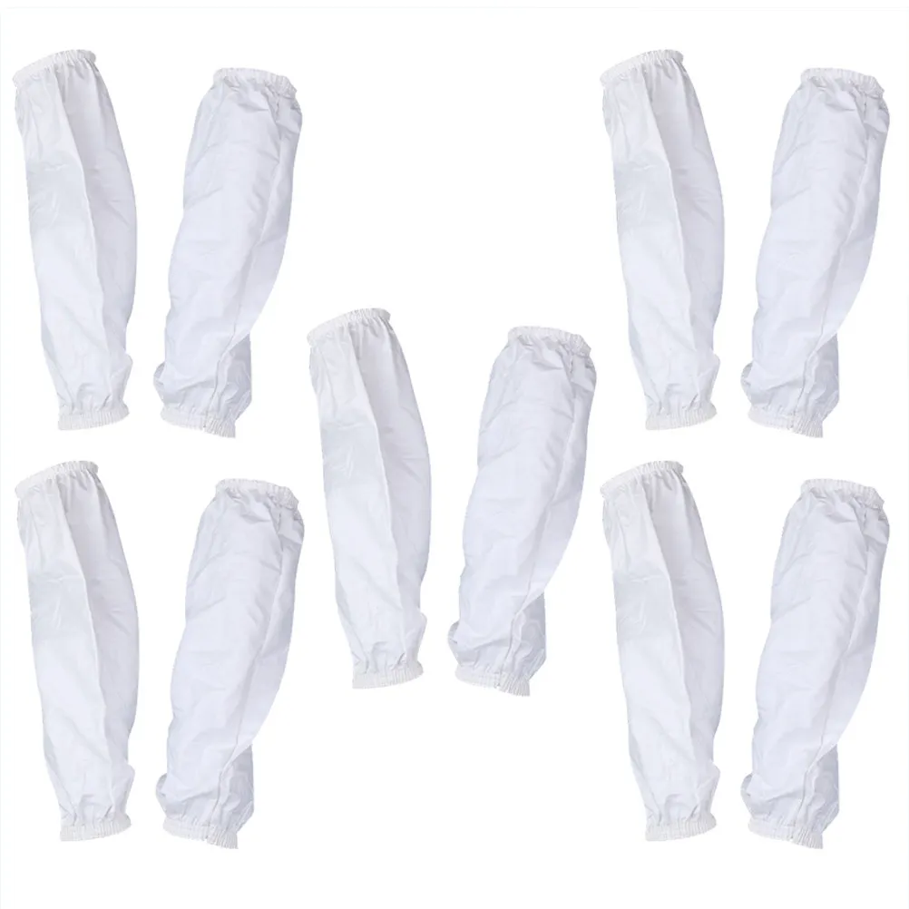 

5 пар водонепроницаемых маслостойких многоразовых нарукавников из ПУ с длинными эластичными манжетами для взрослых, для использования дома, в офисе, на производстве, белые