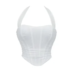 White Black Overbust Corset Bar Bustier Tank Top Sexy Corselet Camisole Waist Cincher Summer Shaper Costume