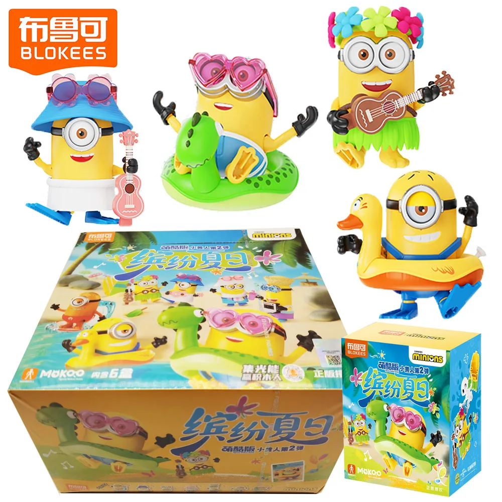 

Official BLOKEES Minions Colorful Summer Series Building Blocks Blind Box Toys Desktop Decoration Surprise Holiday Gift for Kids