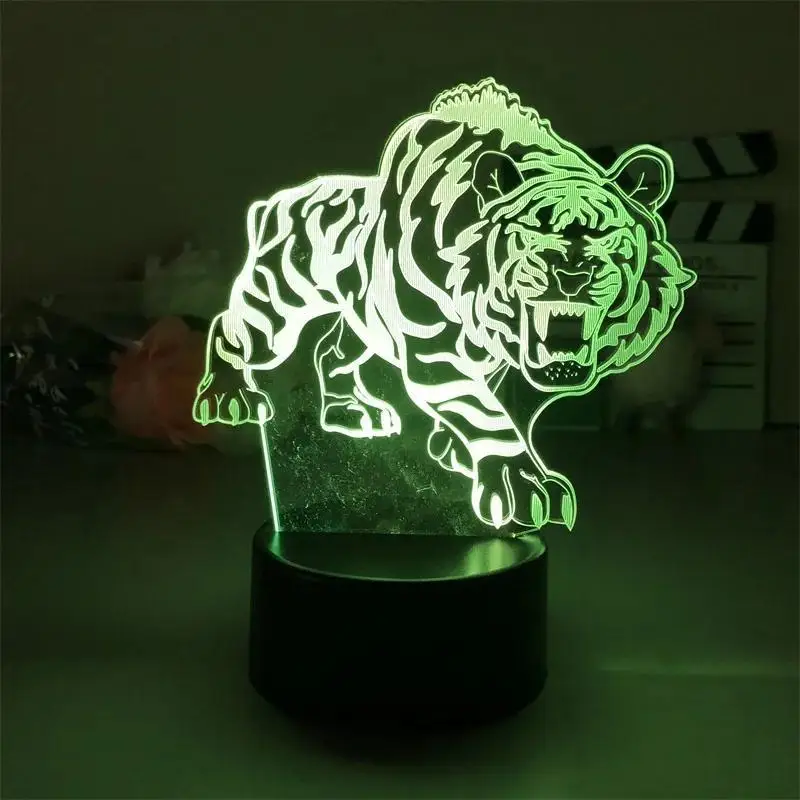 

White Tiger Night Light 3D Illusion Night Lamps 7 Colors Changing Table Desk Lamp for Birthday Xmas Gift Indoor Decoration Light