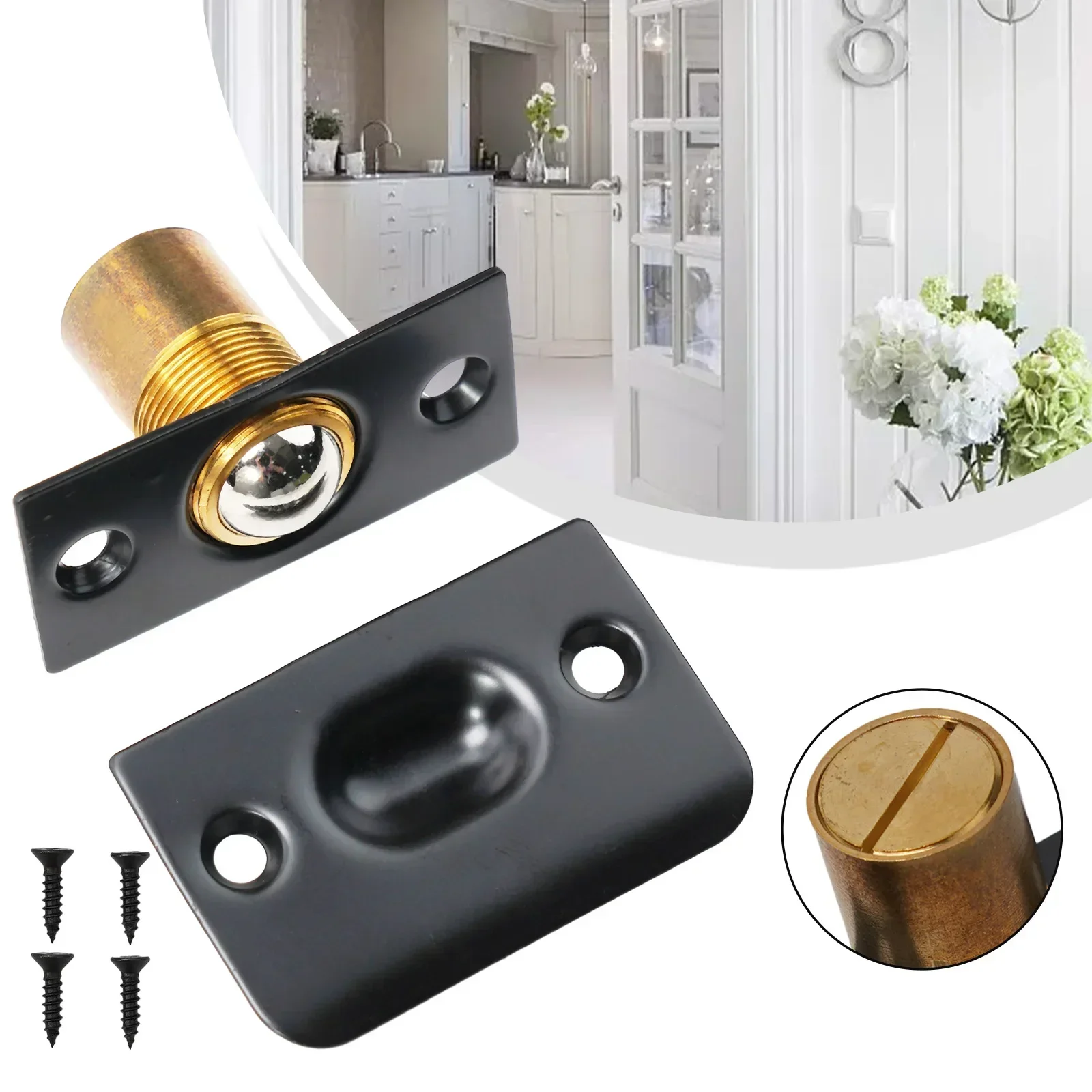 Latch Door Catch Fittings Internal Replacement Roller Ball Spring Catch Lock With 4x Screws Accessories Brand New