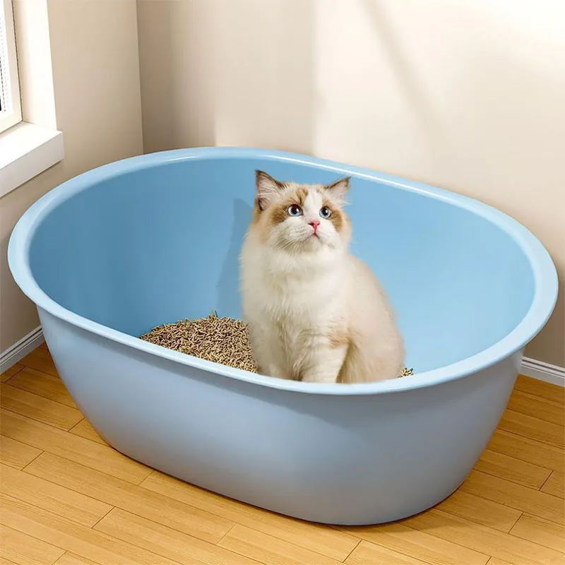 

Extra Large Cat Litter Box With High Sides For Indoor Big Cat Tall Deep High Wall Litter Box Giant Anti-Splashing Pet Litter Box