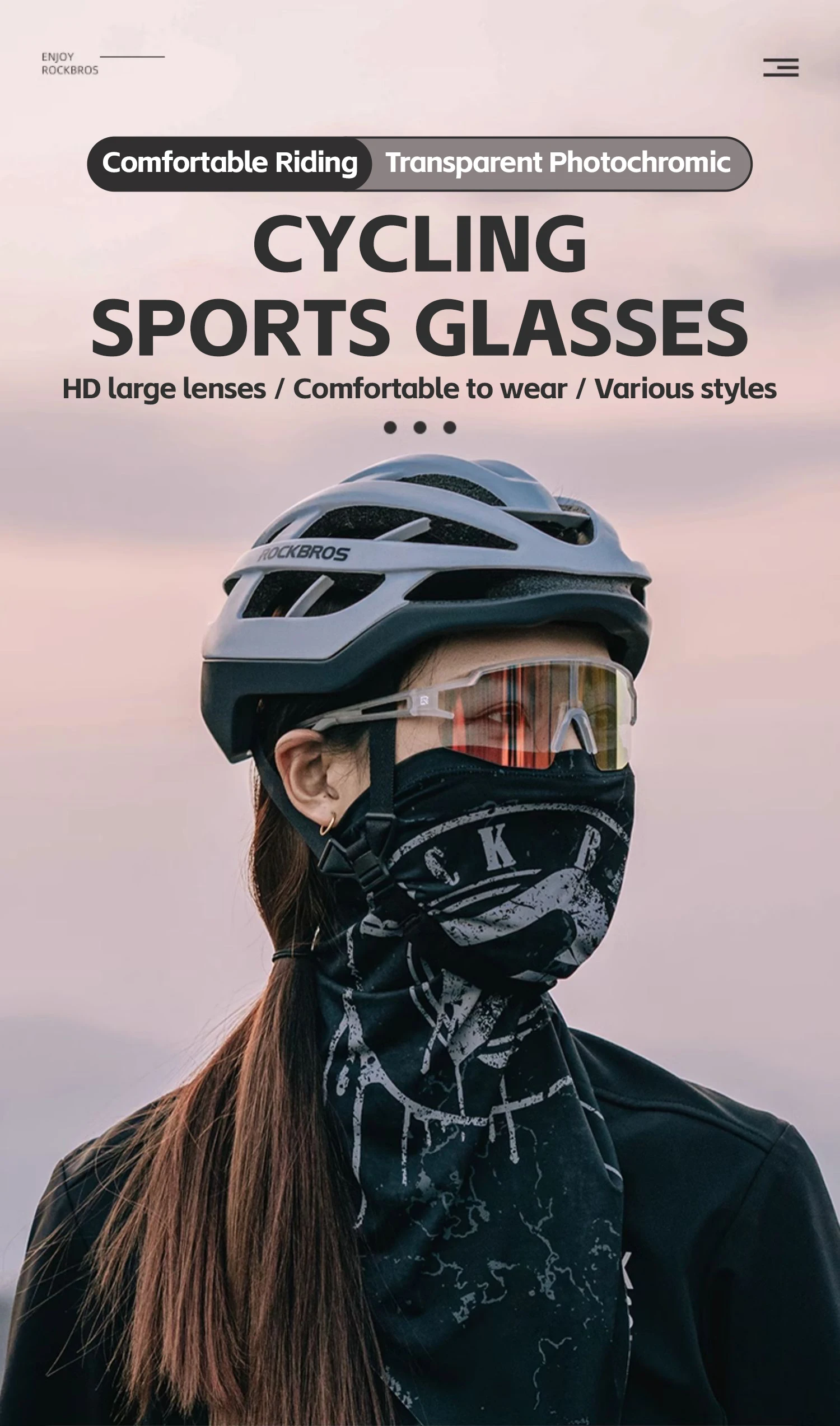 ROCKBROS Photochrome Anit-fog Fahrrad Brille UV400 Sonnenschutz Fahrrad Sonnenbrille Sport Laufen MTB Rennrad Brillen Brille – Detail 1