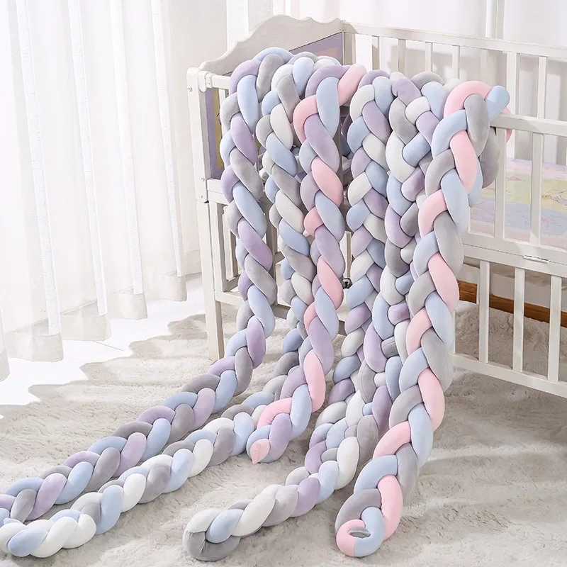 2-4M Crib Bumper Infant Cradle Cot Protector Cushion Crib Sides Braid Meter Newborn Crib Pad Protection Cot Bumpers