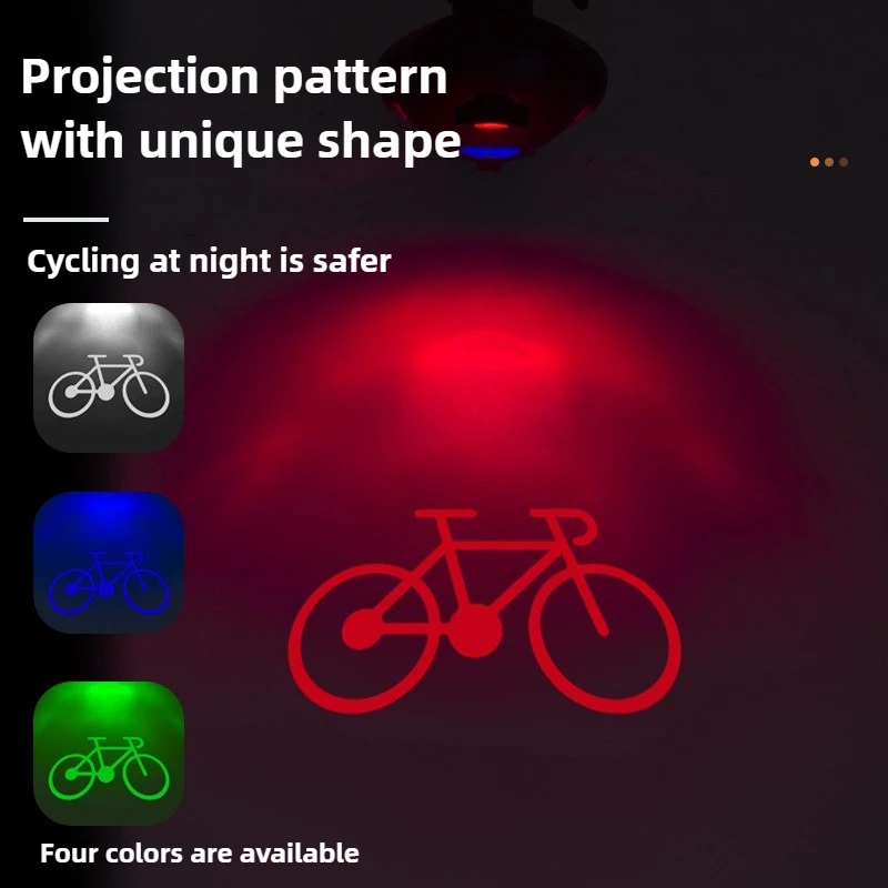 ضوء خلفي للدراجة قابل لإعادة الشحن مع مستشعر فرامل ذكي وإسقاط تحذير LED لسلامة ركوب الدراجات في الهواء الطلق لركوب الدراجات الجبلية