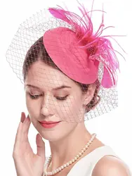 Fascinators for Women Elegant Headwear Cocktail Tea Party Kentucky Derby Hat Charming Mesh Veil Hairbands Church Hats Hair Clips