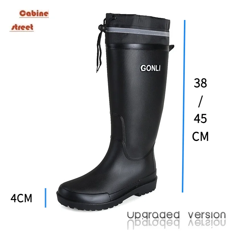 New Men\'s Rain Long Anti-slip Wear-resistant Rain Boots Kitchen Work Fishing Waterproof Rubber High Tube Car Wash Water