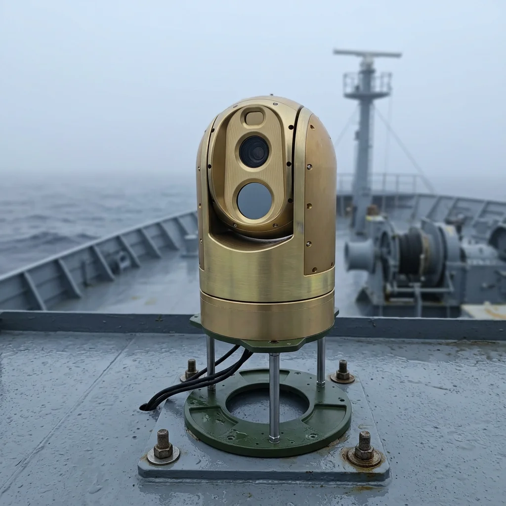 Maritime Anti-salt-fog Gyro-Stabilized 50mm EO/IR Camera with GPS/ Laser Rangefinder for Coastal Vessel Security