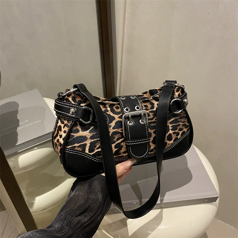 Fashion Classic PU Shoulder Bags For Women Leopard Print Large Capacity Underarm Bag Retro Messenger Bag Shopping Handheld Bag