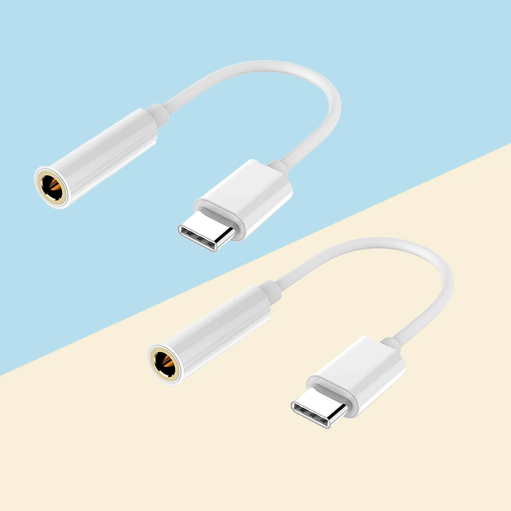 

2 Pcs Type-C to Audio Cable Headphone Jack Adapter USB-C 3.5mm Earphone AUX Female