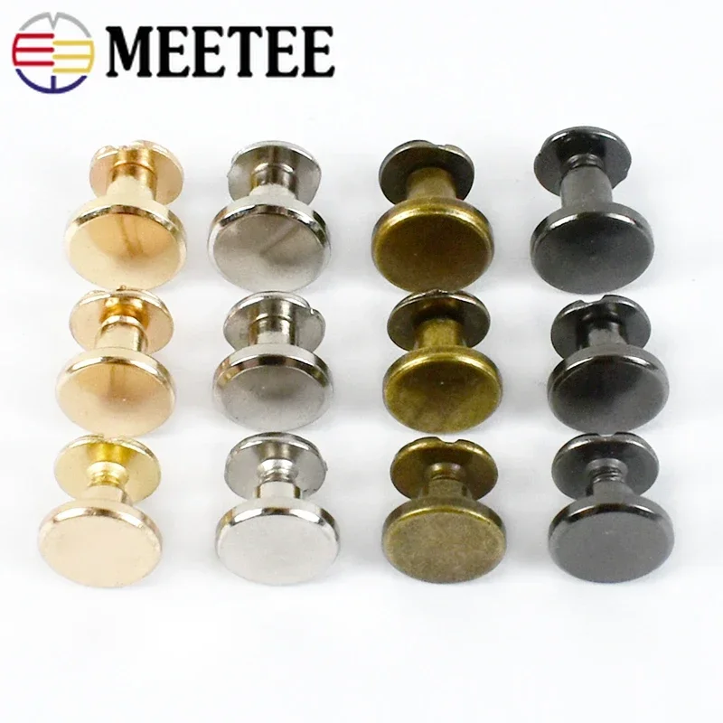 Meetee 20/50Pcs 5-8mm Flat Head Screws Nail Rivet Buckle Bag Book Notebook Metal Binding Belt Hardware Spikes Buckles Accessory