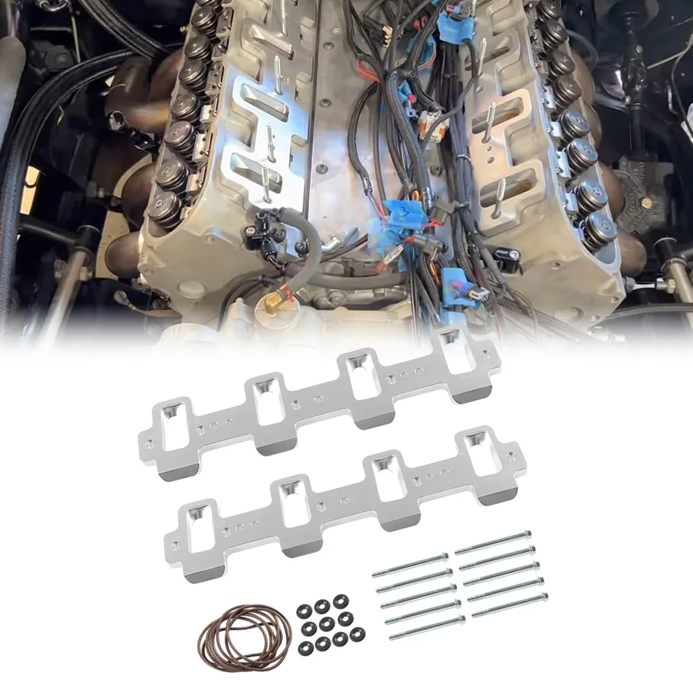 2 pcs Intake Manifold Adapter Plate with Bolts and Washers accessories For LS1 Cathedral Port Cylinder Head to LS3 LSA ZL1 CTS-V