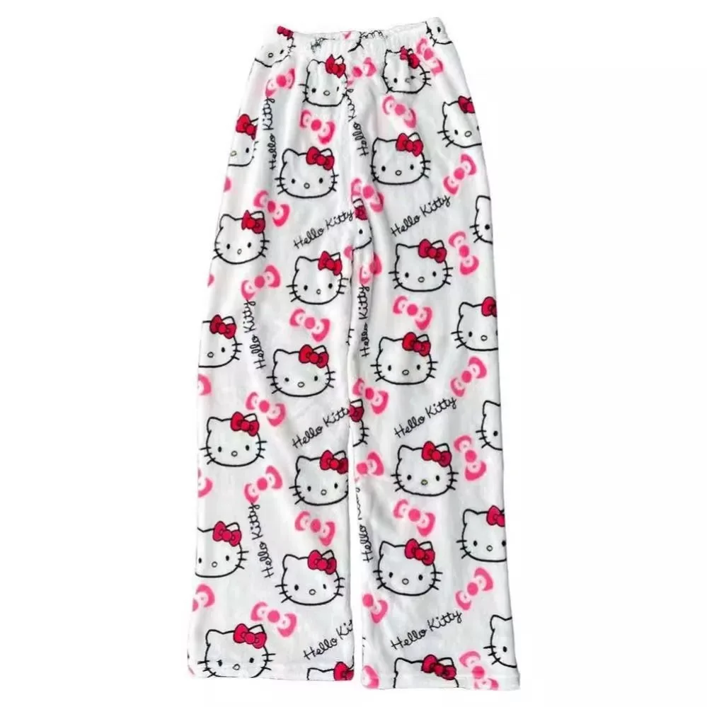2025 Nieuwe Hello Kitty Pyjamabroek Anime Dames Pyjamabroek Cartoon Paar Thuis Nachtkleding Broek Vrije tijd Thuis Kleding