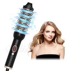 1.5 Inch Thermal Brush 10 Temp Settings Negative Ion Thermal Round Brush Hair Curler Volumizing Brush Comb Curly Hair Tool
