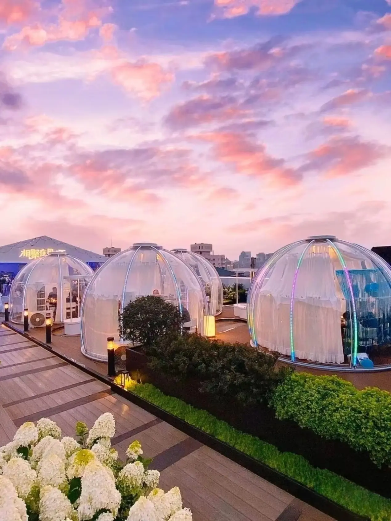 

Geodesic Dome Manor greenhouse Tent Leisure Resort Vacation Outdoor Glamping Round Tent Transparent Starry