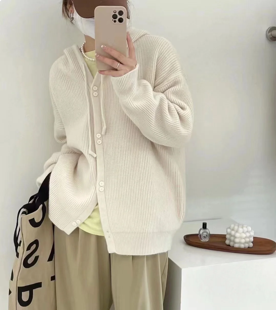 Women's Korean Hooded Sweater Knitted Cardigan Long Sleeve Top Knitwear Loose Candy Color Sweaters Autumn Winter Clothes 2024