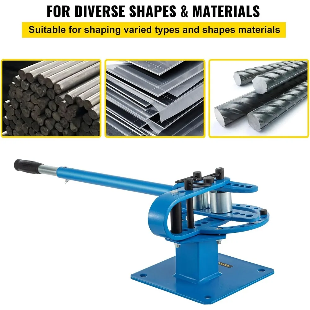 Pipe Bender YP-9 Manual Bench Steel Tube Bending Kit with 7Dies 1-3in Multifonction Compact Flat Bar Rod Brake Bends Tool