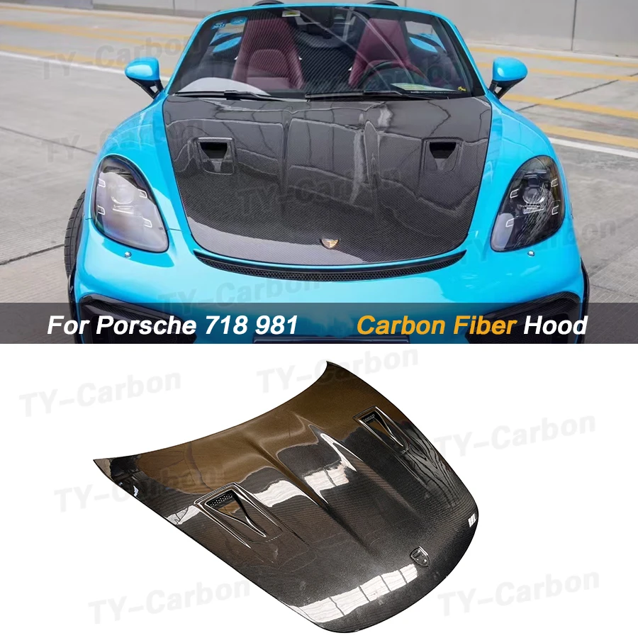 

Сухой капот двигателя из углеродного волокна для Porsche 981 982 718 Cayman Boxster, передний капот двигателя, крышка капота, авто Bodykit FRP