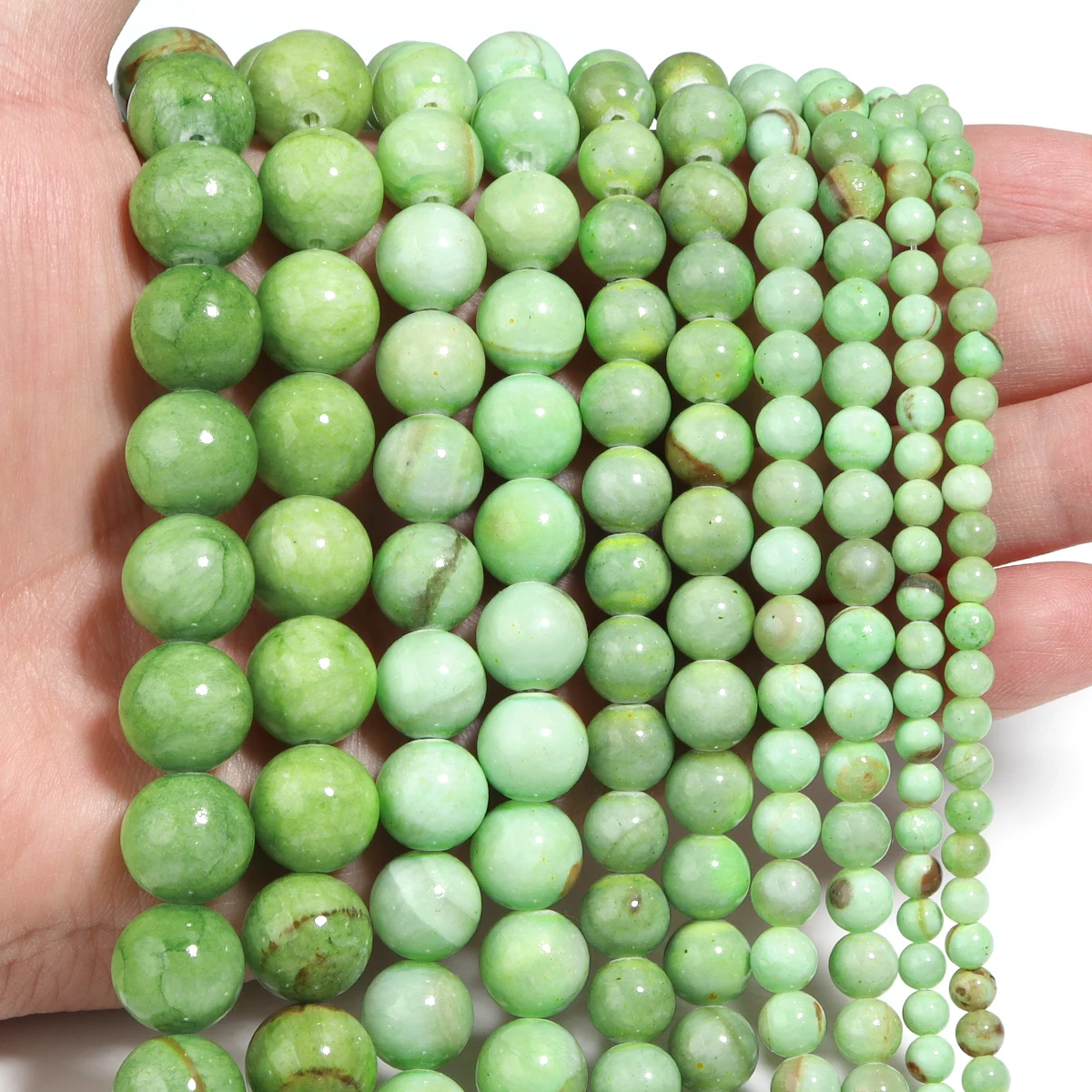 1 strang/lot Grün Streifen Persische Jade Naturstein Perlen Runde Lose Perlen Für Schmuck Machen DIY Halskette Armband zubehör