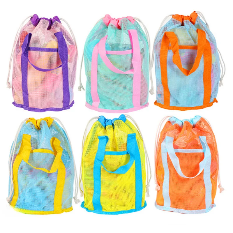 حقائب شاطئ شبكية محمولة للأطفال ، حقيبة سباحة قابلة للطي ، سلال لعبة ، حقيبة تخزين ، سباحة خارجية ، أكياس مقاومة للماء ، هدايا