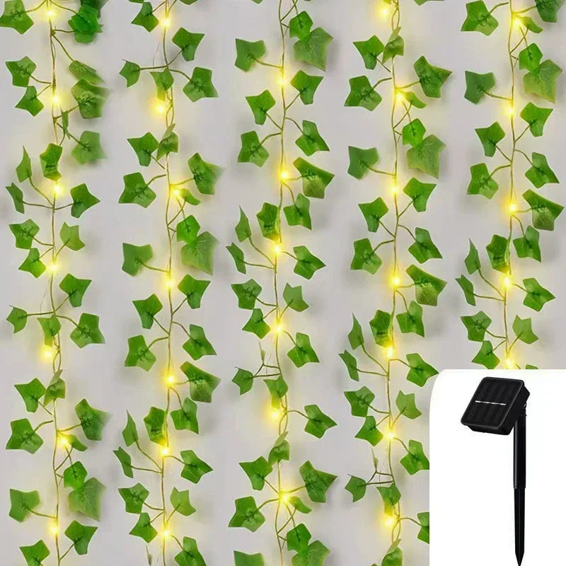 

Home Decoration Lighting Solar Power LED Festoon Artificial Leaf Plants Light String Outdoor Garden Pation Wedding Holiday