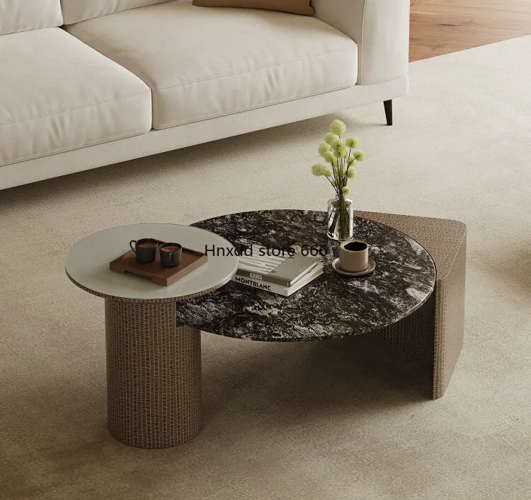 Italian minimalist marble coffee table living room home light luxury high-end round coffee table table