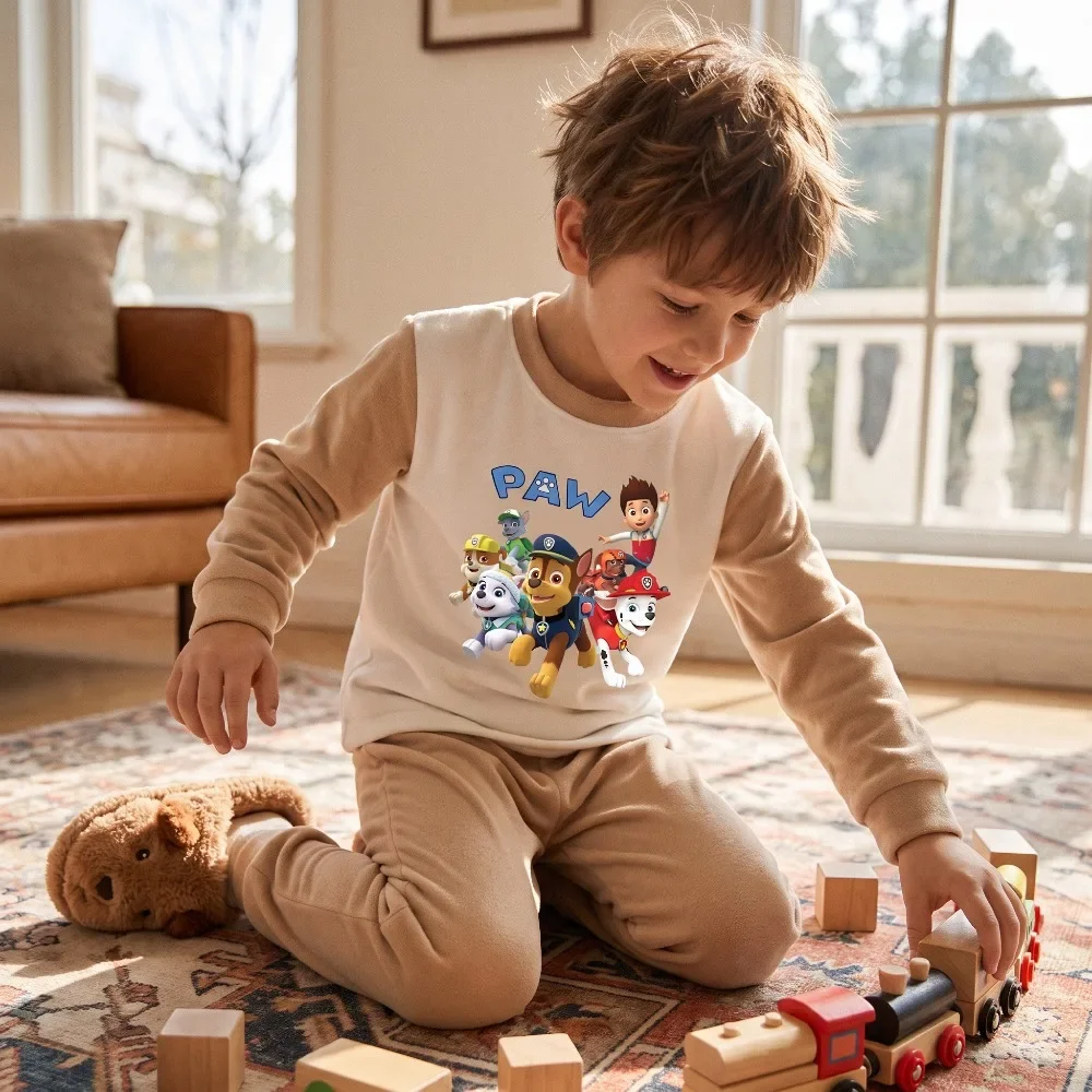 Autumn Winter Children's Sleepwears Sets Paw Patrol Boys Long Sleeve Pajamas Kids Warm Soft Home Clothing Bottom Pant 2pcs Suit