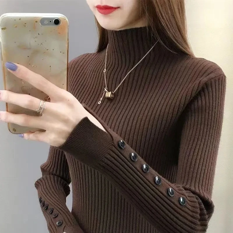 New-coming Autumn Winter Warm knit sweater Femme Turtleneck Pullovers Sweaters Long Sleeve Slim Oversize Korean Women\'s Sweater