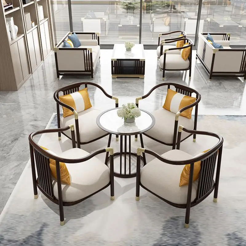 New Chinese sales office negotiation table and chair tea house club one table four chairs combination hotel lobby reception boot