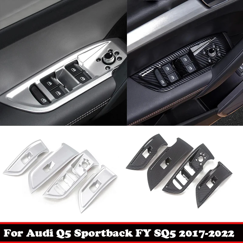 

For Audi Q5 Sportback FY SQ5 2017-2022 ABS carbonfiber door armrest window lift switch glass control panle Interior accessories