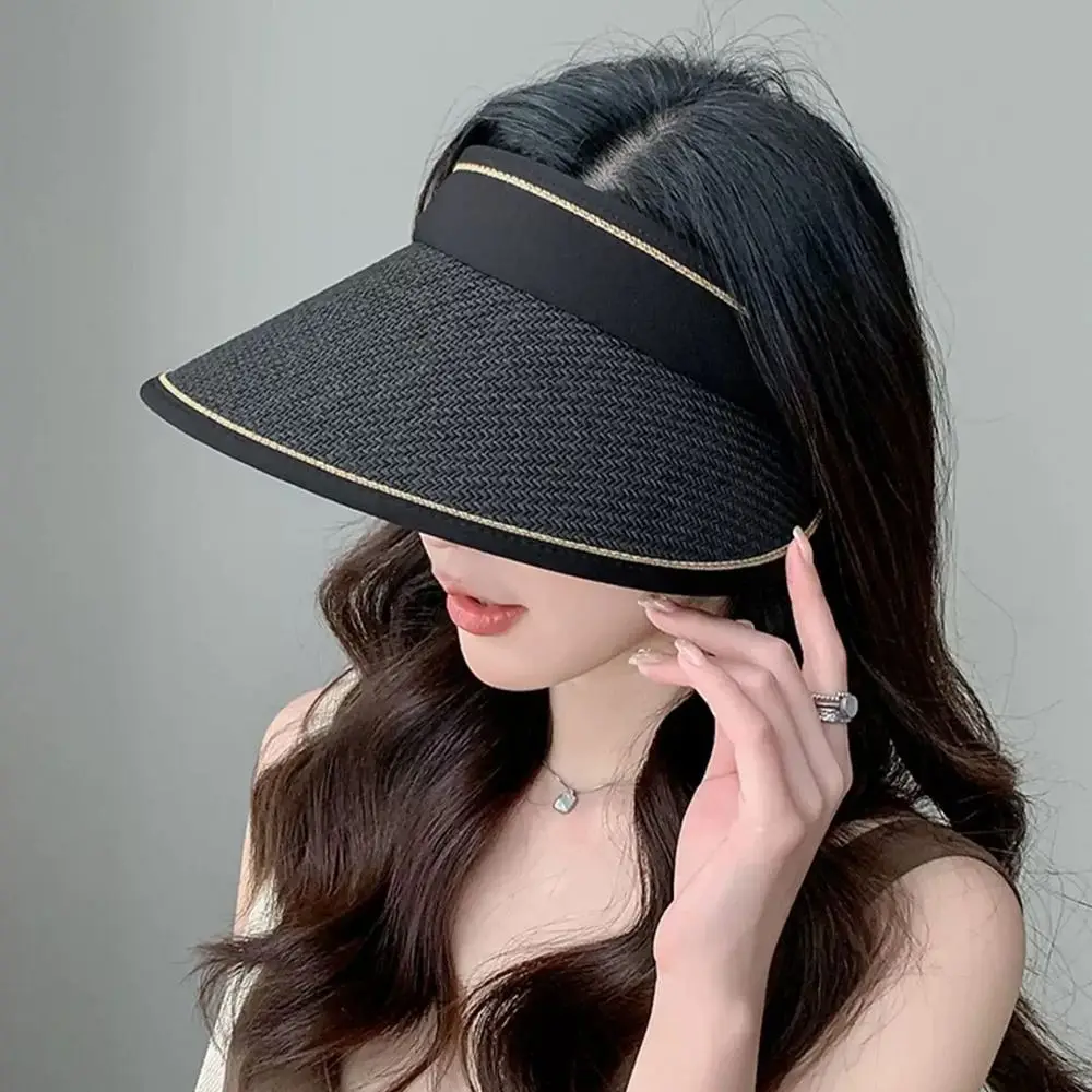 

Woven Straw Foldable Bucket Hat Hollow Straw Empty Top Wide Brim Hat Plaited Design UV Protection Straw Hat Summer Season
