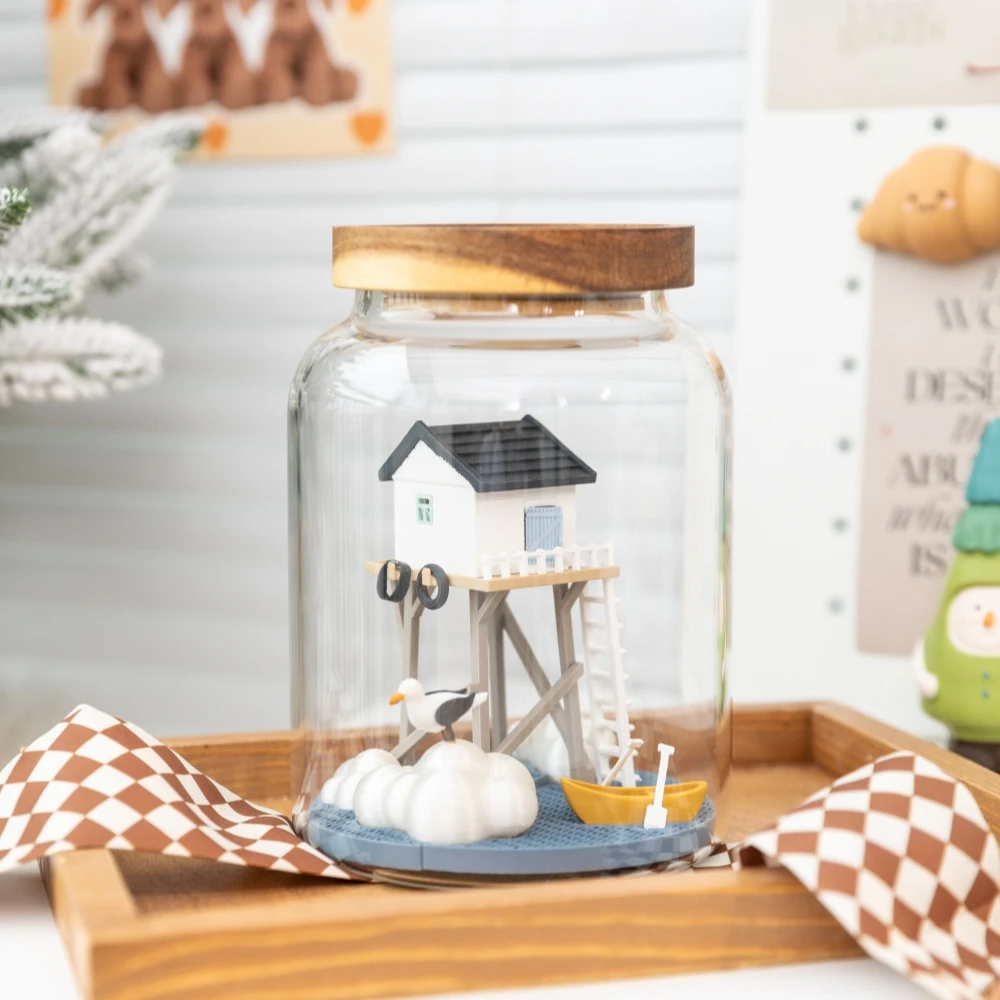 Micro Landscape Glass Bottles Creativity Small House Grove Cloud Ornament Home Decor Christmas Birthday Gift for Girl