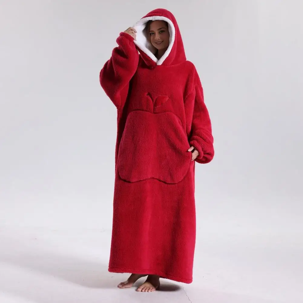 بطانية شتوية رداء حمام مع جيب كبير سميك على الوجهين بيجامة فضفاضة للاحتفاظ بالحرارة كم حماية كاملة بطانية #3