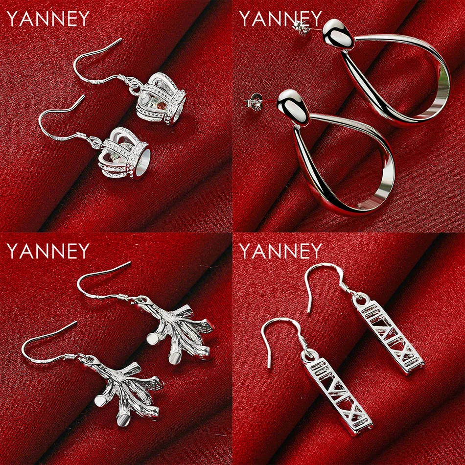 

Brand New 925 Sterling Silver Exquisite Crown Water Drop Earrings for Fashion Women Party Jewelry Accessories Wedding Gifts