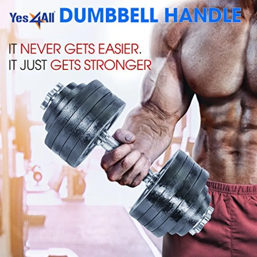 Yes4 جميع مقابض الدمبل القابلة للتعديل مقاس 1.15 بوصة مع أطواق بطول 16 بوصة لثقوب لوحة 1.15 بوصة مثالية لصالة الألعاب الرياضية المنزلية والقوة
