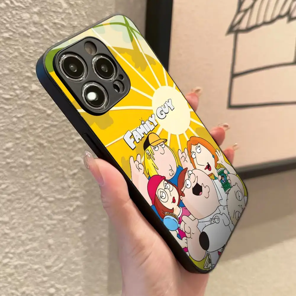 Familie Peter Griffin Cartoon Handyhülle für iPhone 16 15 14 12 11 13 Pro Max Mini 8 X Xr Xs Puls Schwarze Glasabdeckung