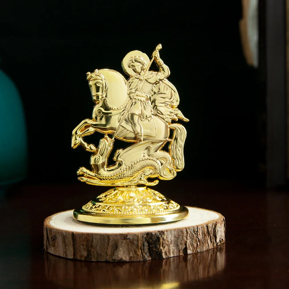 HTISOK Orthodoxer Mythos Georg Vergoldete Religions-Geschenkbox Kirchen- und Heimtischständer Religionsstatue – Detail 8